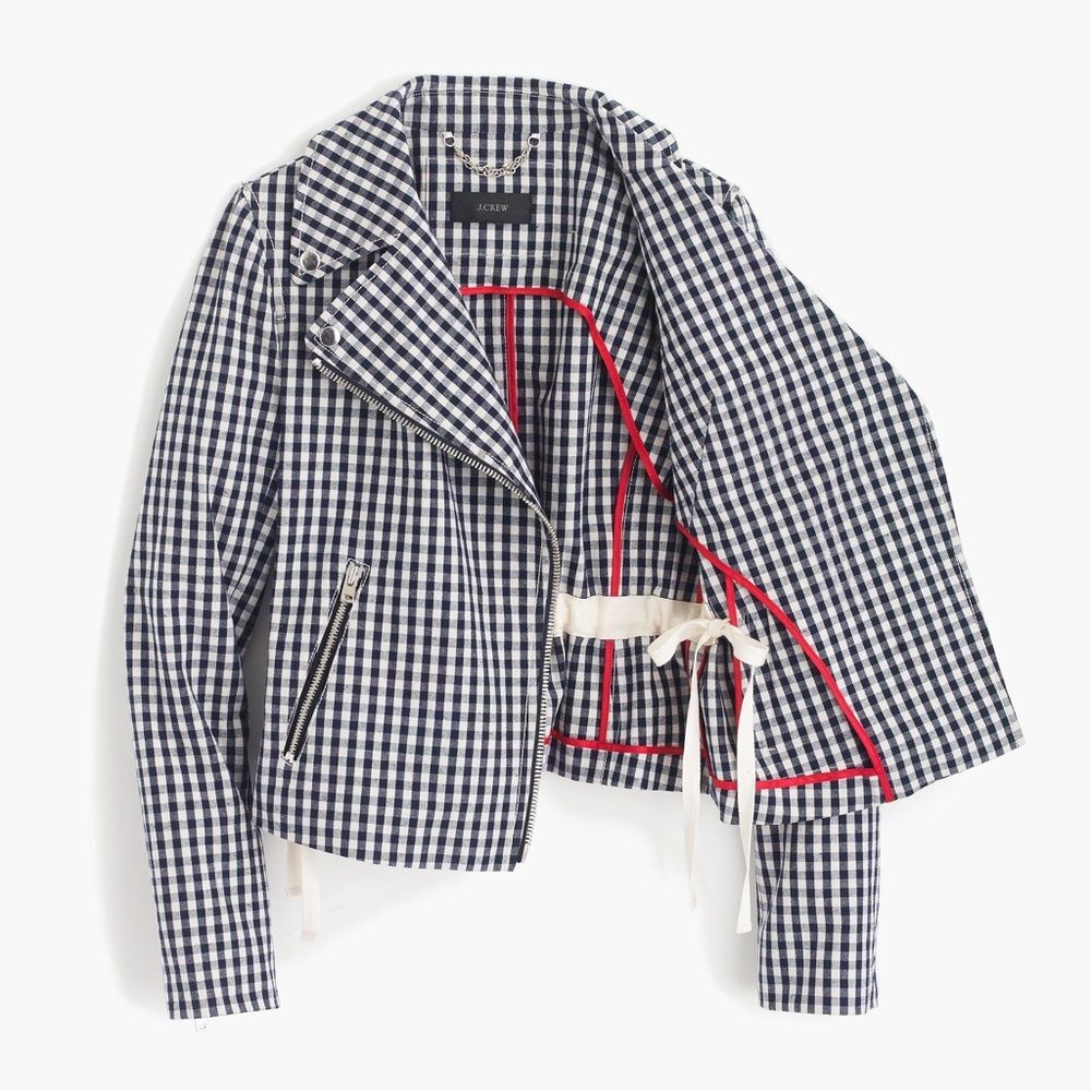 J. Crew Motorcycle jacket in gingham - Picture 5 of 8